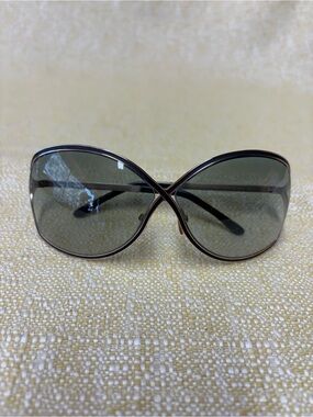 Tom Ford Oversized Black Frame Sunglasses with Dark Green Lenses